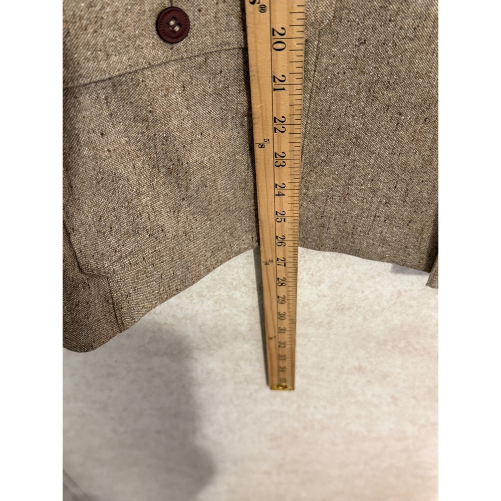 LL Bean Field Coat Barn Jacket Women 16 Brown Wool Blend Suede Collar Preppy - Picture 3 of 10